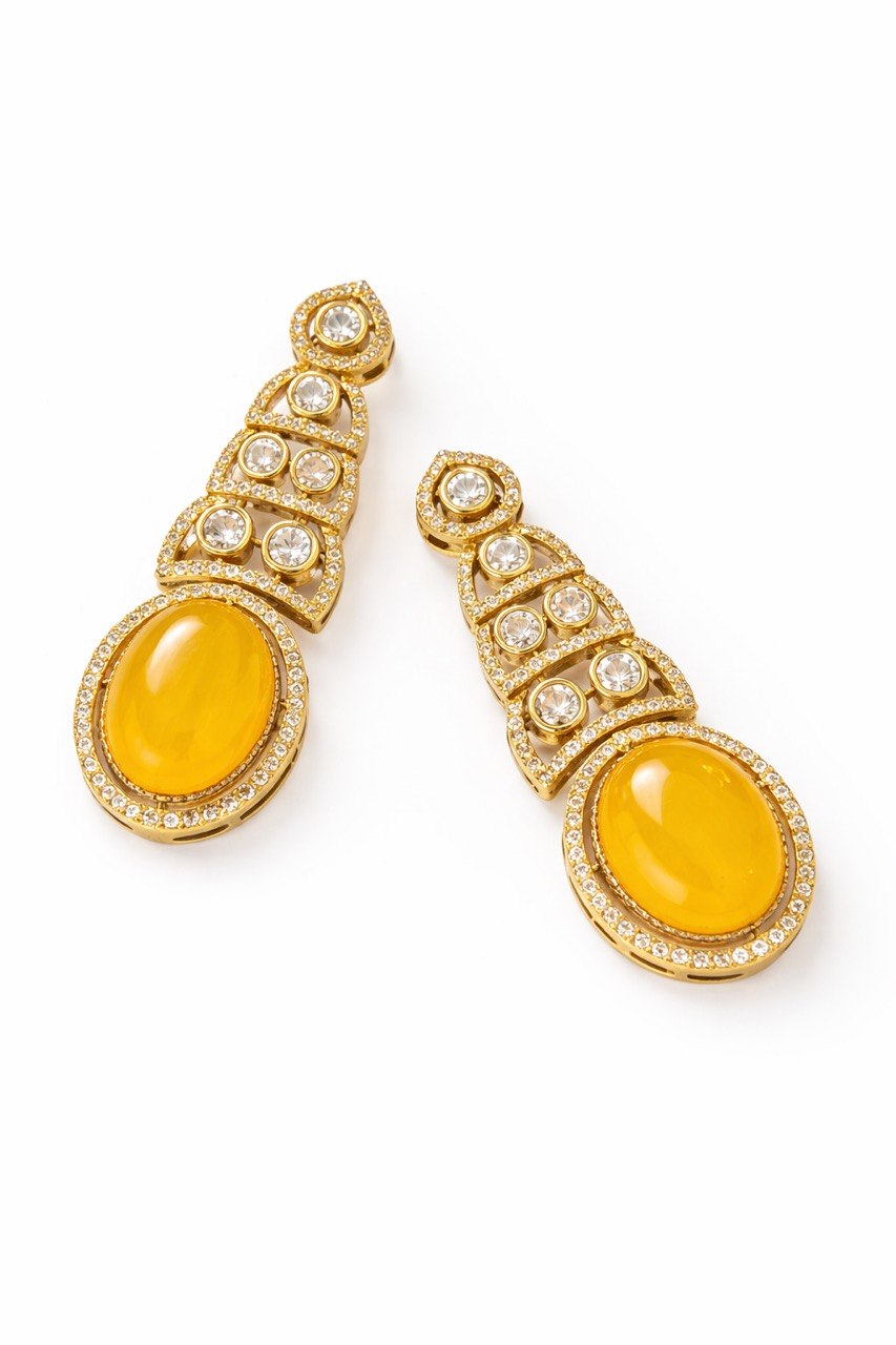Itrani Amber Stone Drop Dangles Earrings
