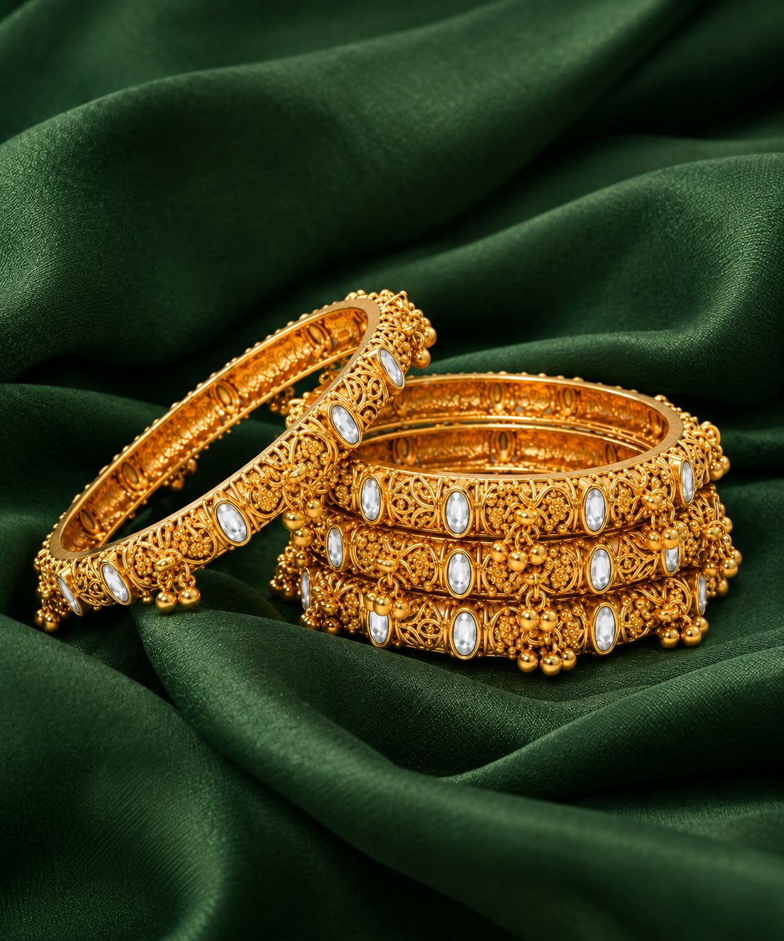 Itrani Sunehri  Ghungroo Gold-Tone Bangles (set of 4)