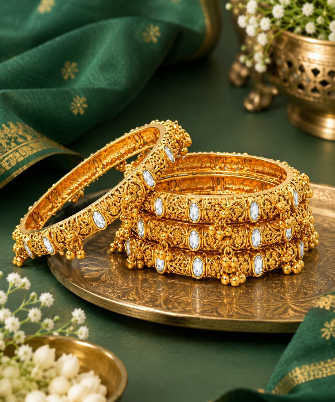 Itrani Sunehri  Ghungroo Gold-Tone Bangles (set of 4)
