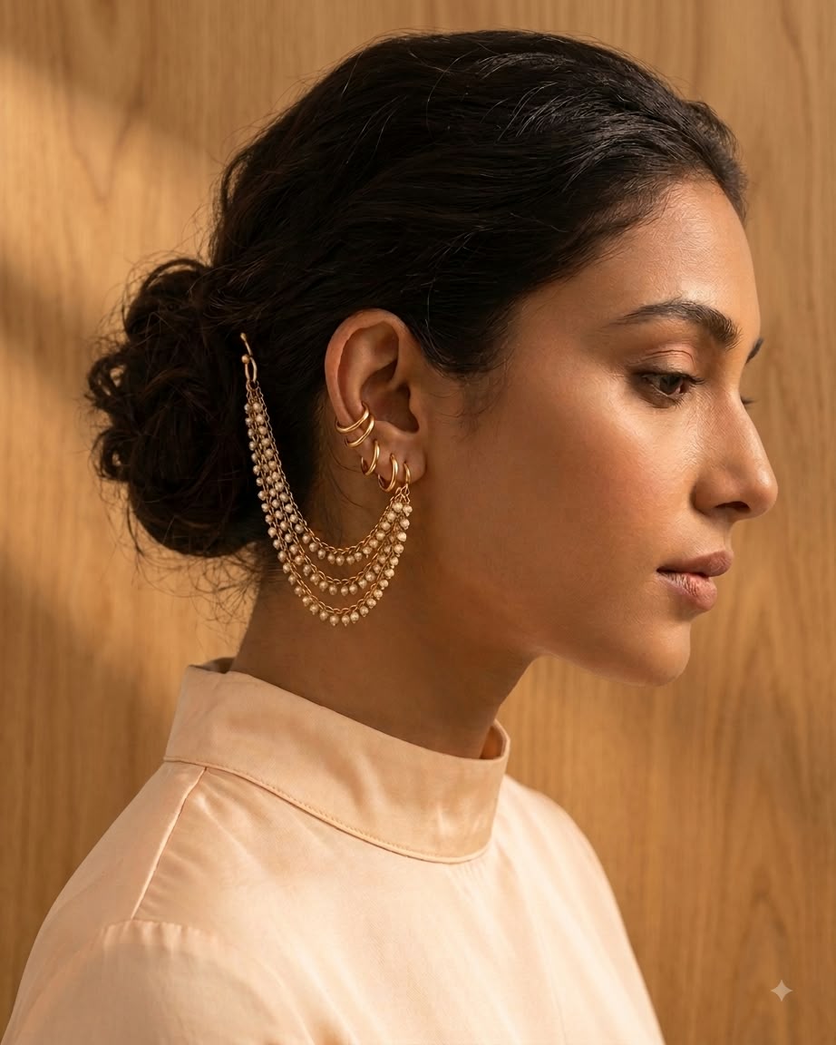 Itrani Leher Three-Layer Ear Chain