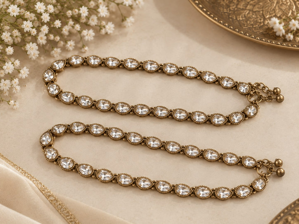 Itrani Noor Teardrop Stone Anklets (Pair)