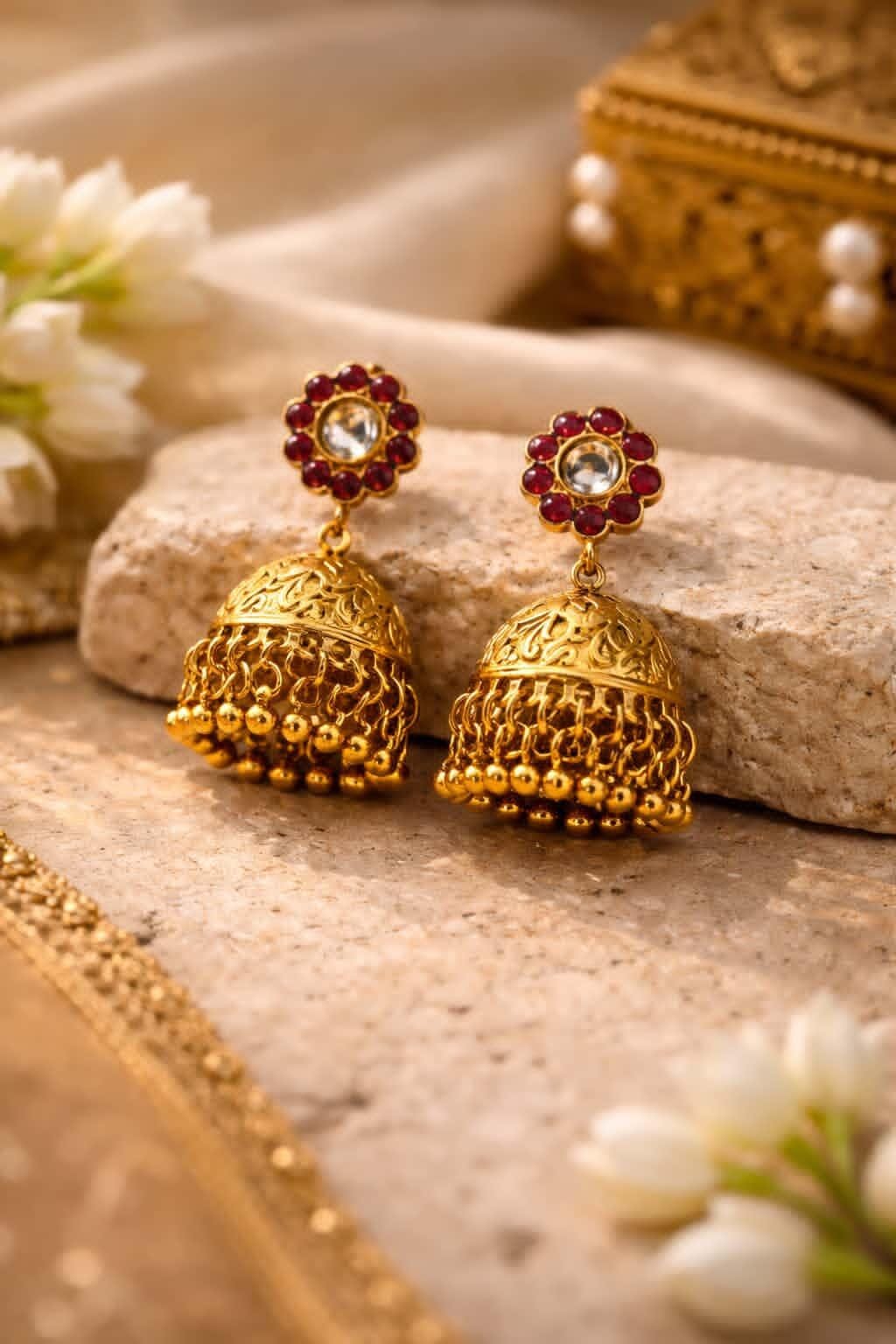 Itrani Heritage Classic Delicate Necklace Set with Jhumka Earrings – Anti Tarnish Traditional Jewellery