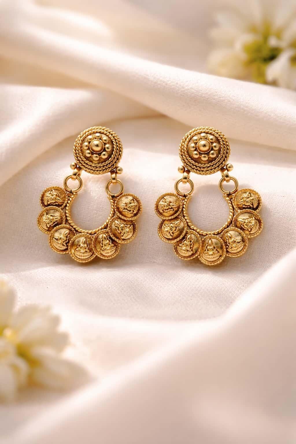 Itrani Mahalaxmi Heritage Classic Antique Coin Temple Brass Necklace Set – Traditional Bridal & Festive Jewellery