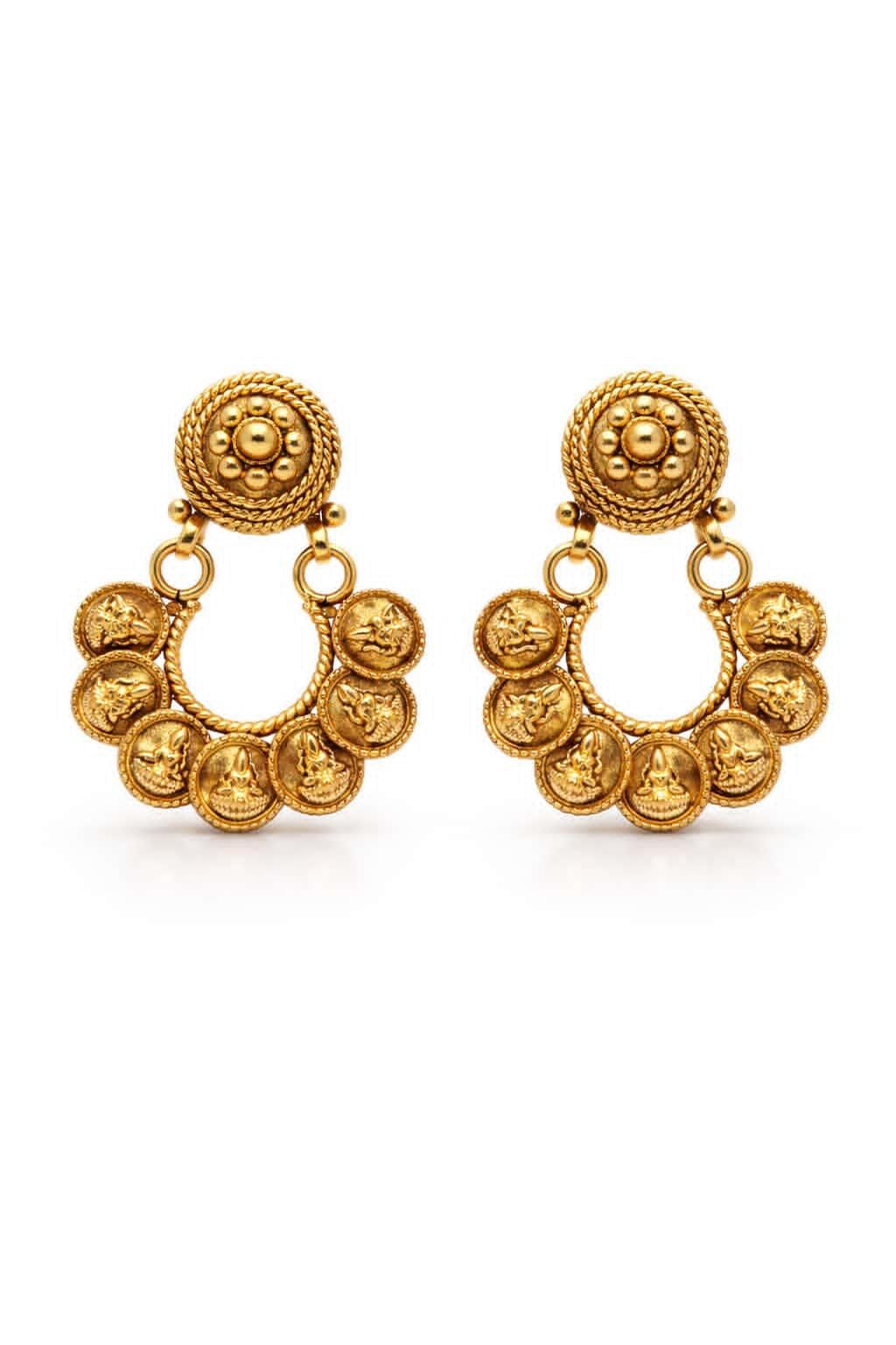 Itrani Mahalaxmi Heritage Classic Antique Coin Temple Brass Necklace Set – Traditional Bridal & Festive Jewellery