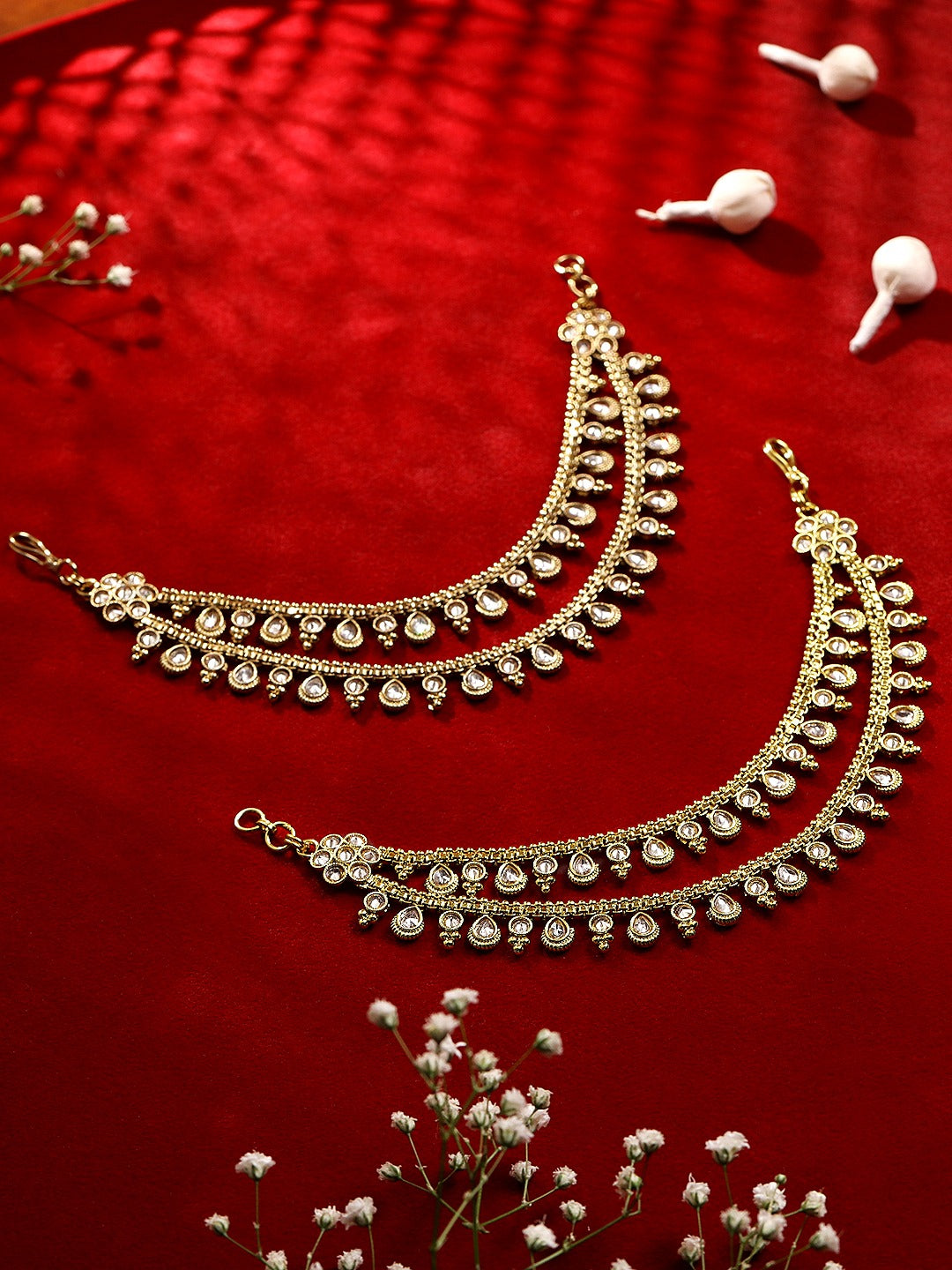 Itrani Royal Brass Antique Hair Side Chain with reverse AD Stones