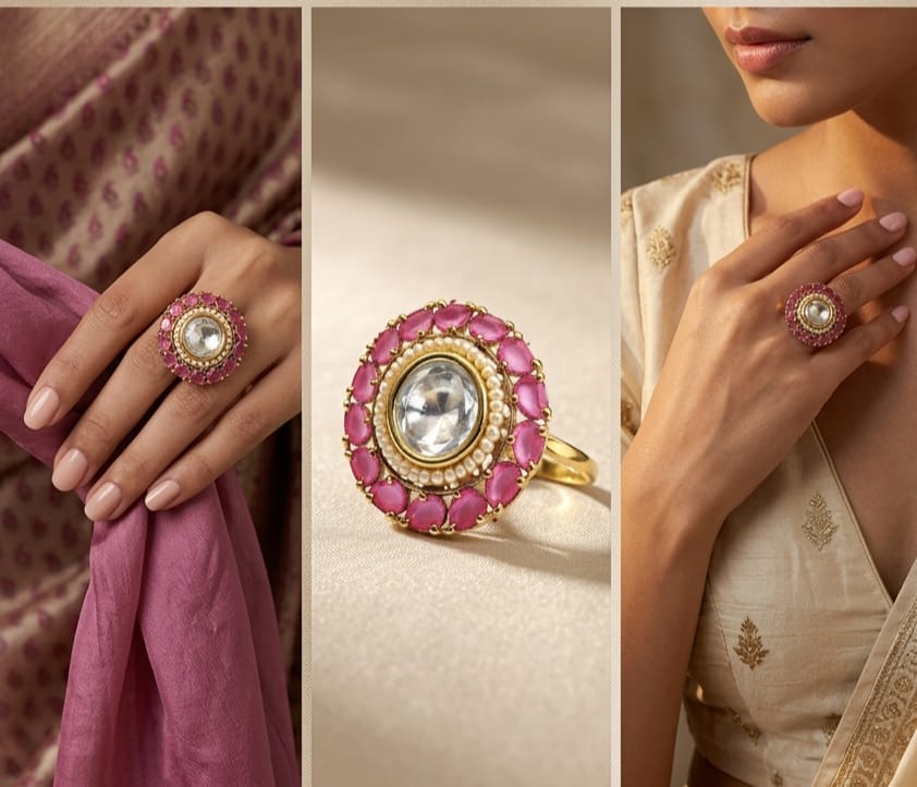 Itrani Gulnaar  Statement Ring – Anti Tarnish Brass Ethnic Cocktail Ring