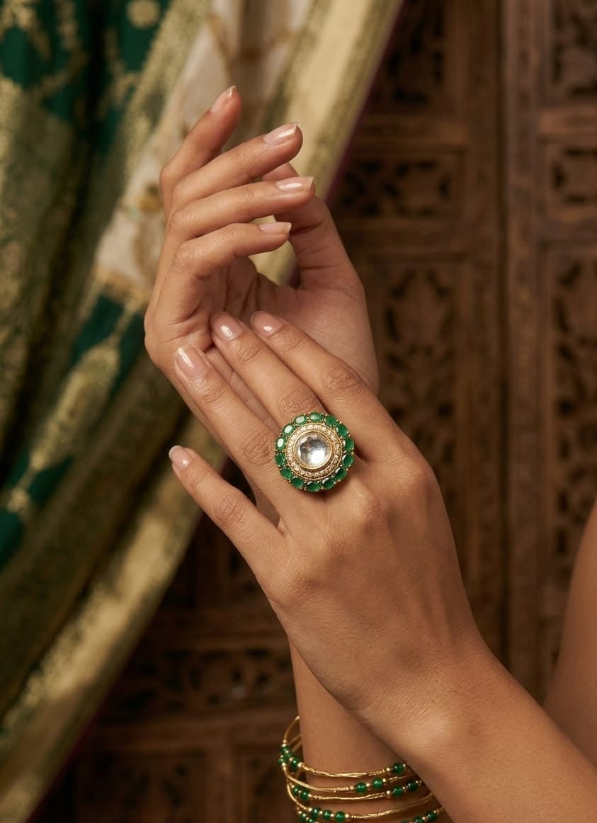 Itrani Gulnaar  Statement Ring – Anti Tarnish Brass Ethnic Cocktail Ring