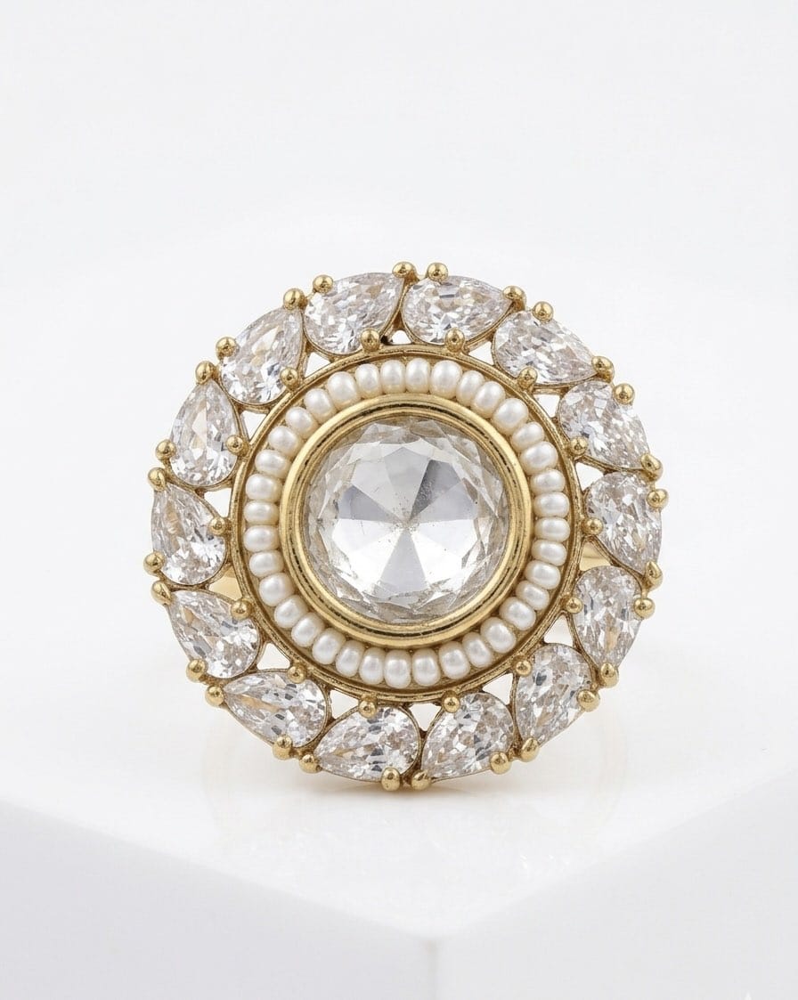 Itrani Gulnaar  Statement Ring – Anti Tarnish Brass Ethnic Cocktail Ring