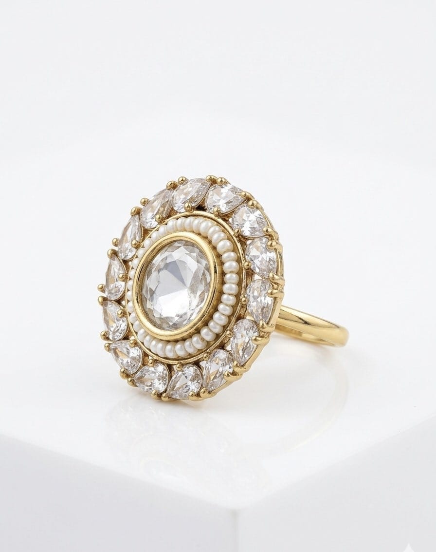 Itrani Gulnaar  Statement Ring – Anti Tarnish Brass Ethnic Cocktail Ring