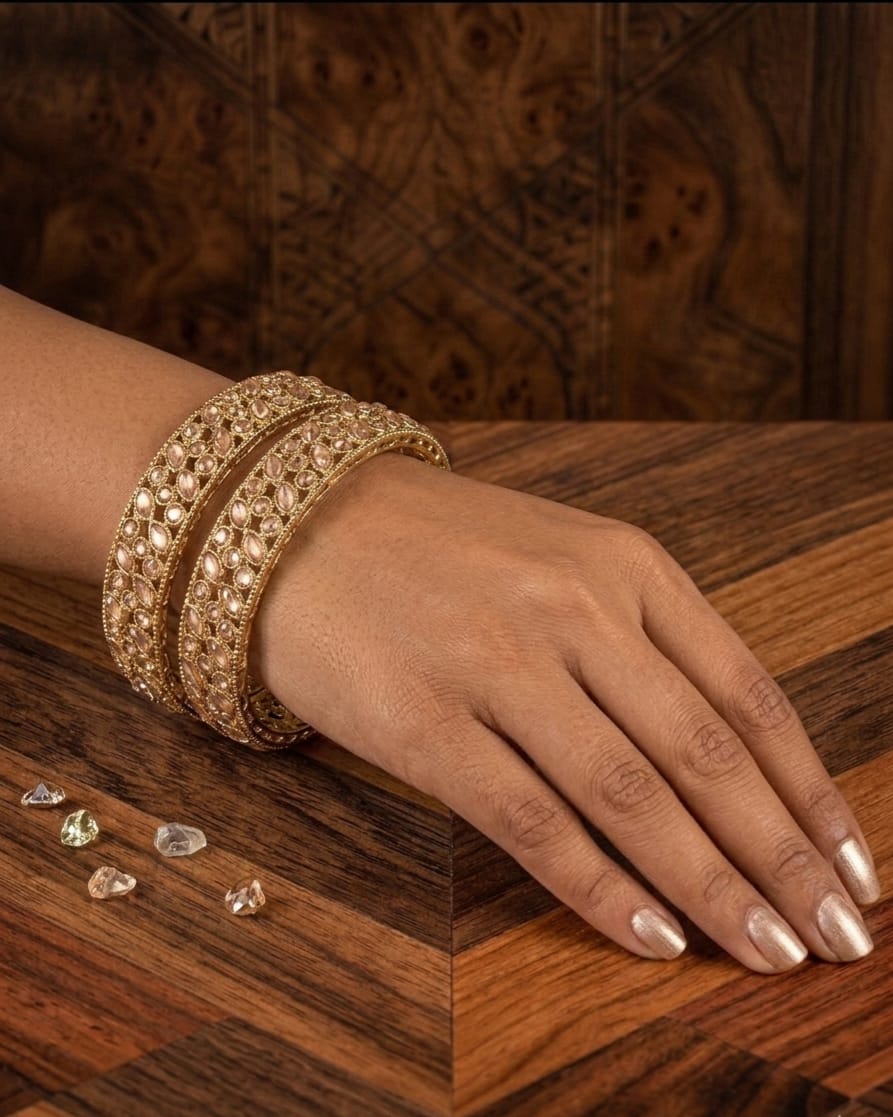 Itrani Golden Champagne Stone Statement Bangles