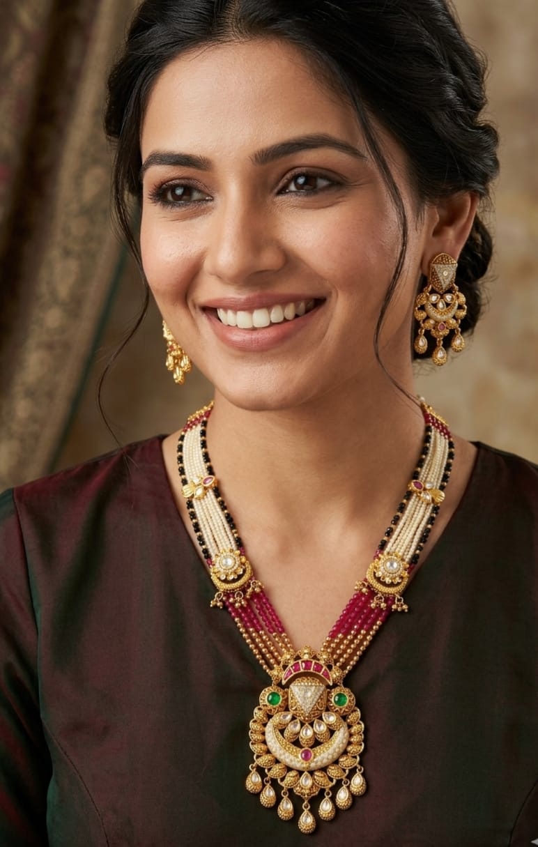 Itrani Regal Pearl Beaded Mid-length Pendant Necklace Set