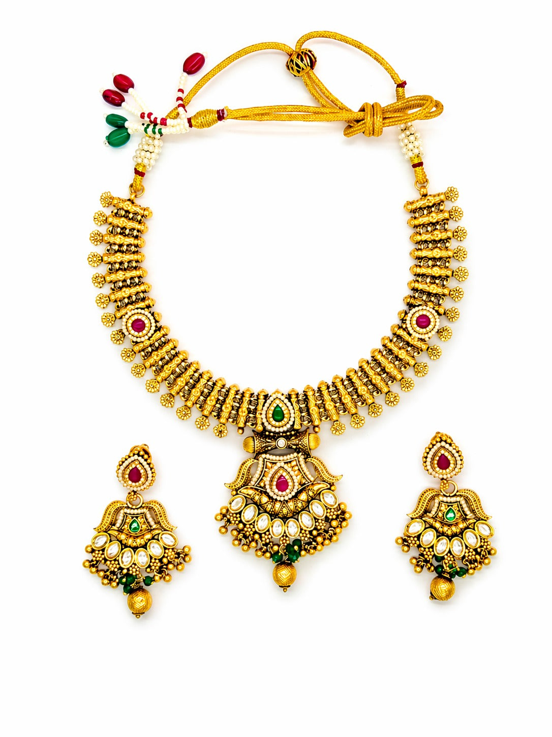 Itrani Temple Antique Heritage Pendant Style Necklace Set