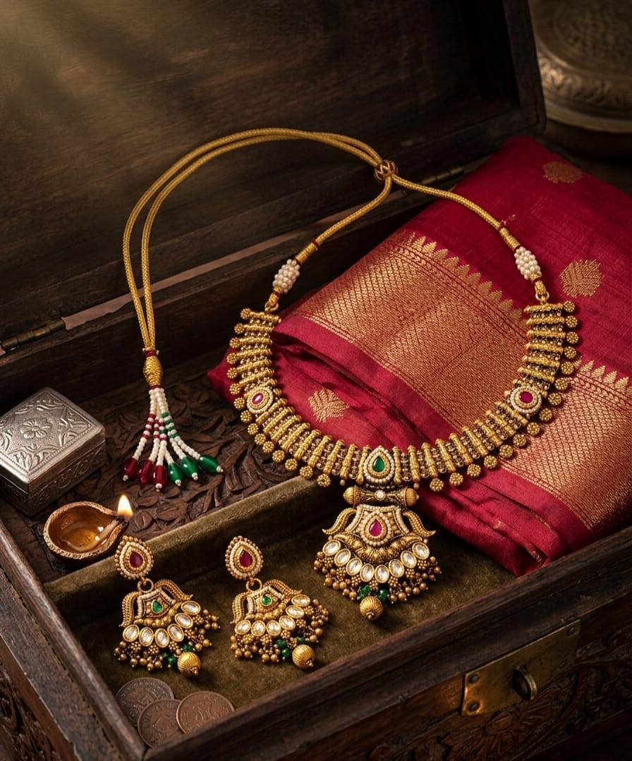 Itrani Temple Antique Heritage Pendant Style Necklace Set