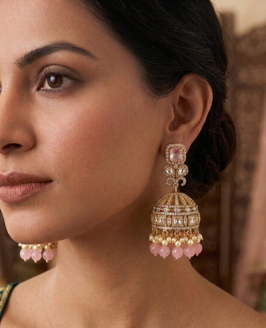 Itrani Pastel Blush Noor Dome Jhumka Earrings