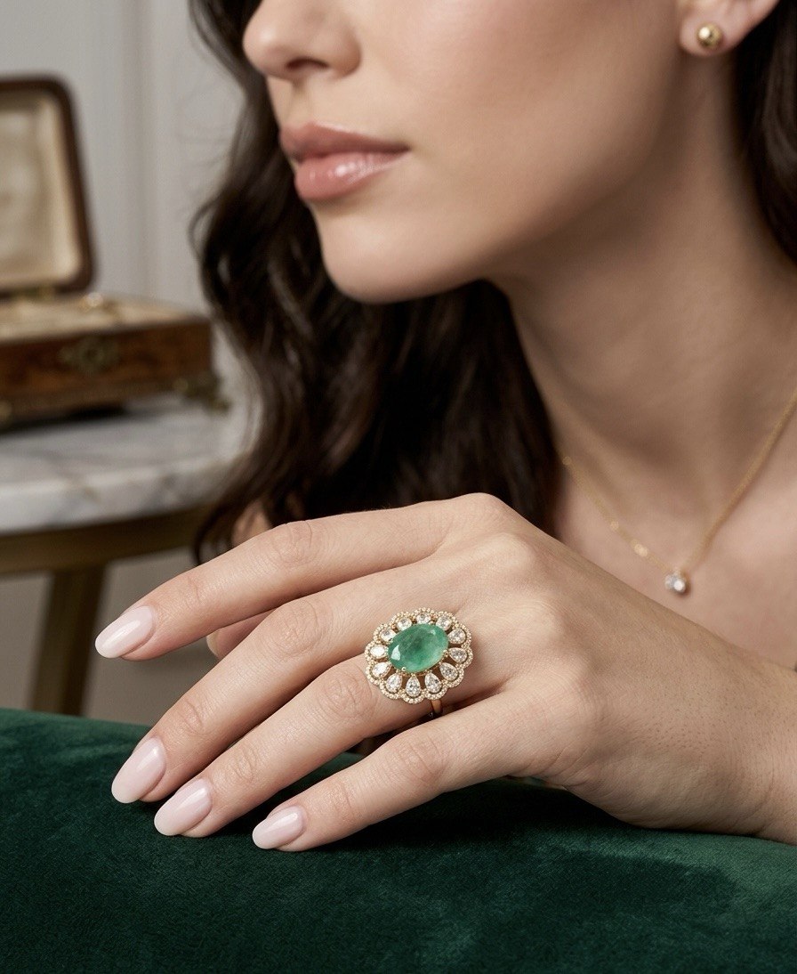 Itrani Azure Bloom Multi Colour Centre Piece Stud Fingure Rings