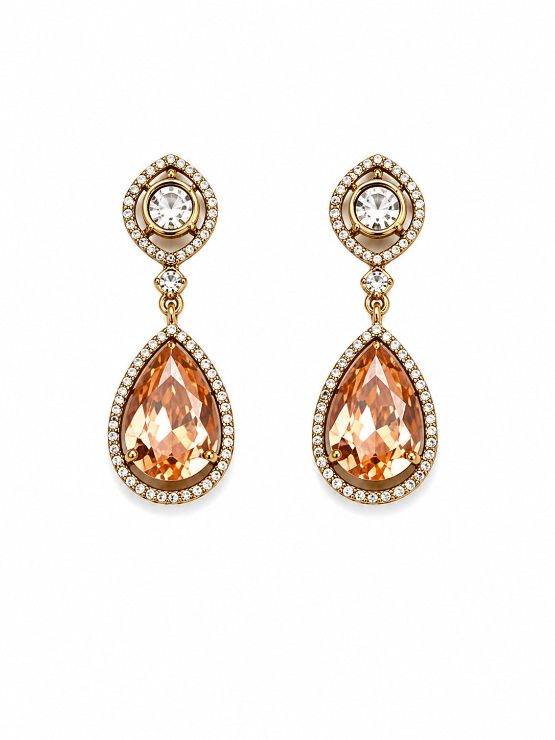 Itrani Amber Glow Dual Layer Multi Colour, Crystal,  Double -8 Diamond Necklace Set