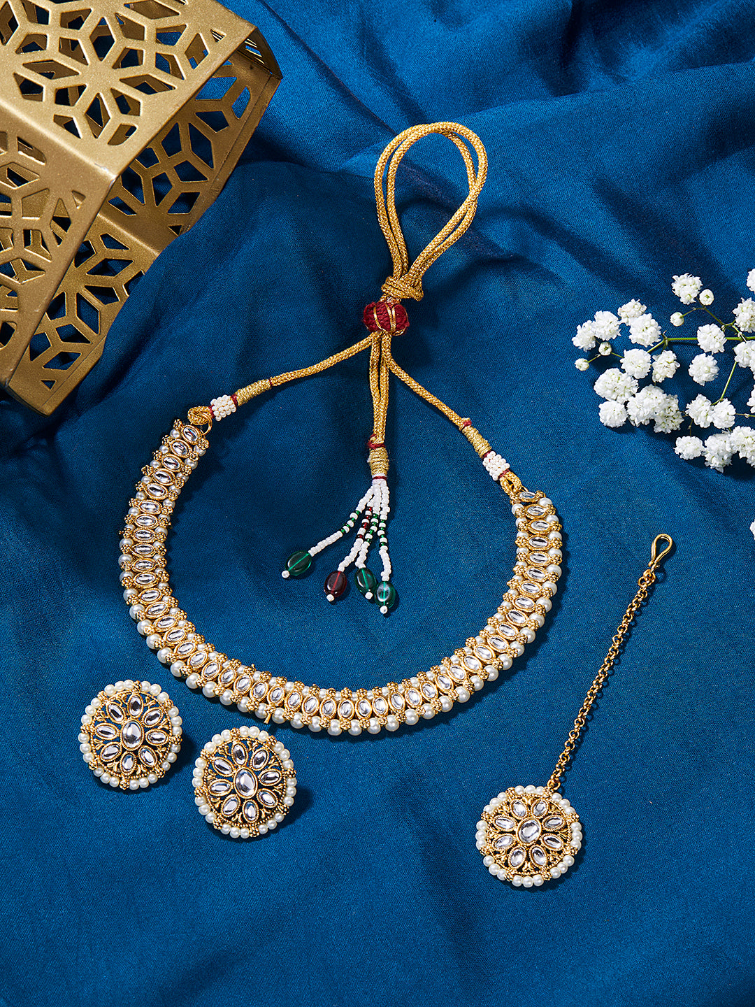 Itrani Kundan and Pearl Choker Necklace Set