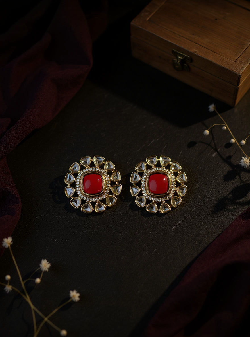 Itrani Regal Bloom Ruby Stone Studs Earrings