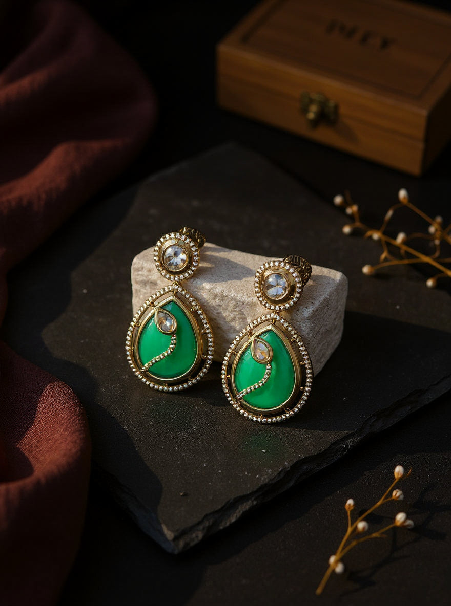 Itrani Emerald Embrace Teardrop Earrings – A Regal Minimal Statement