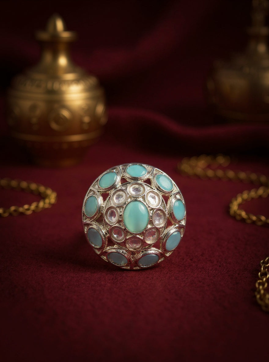 Itrani Ocean Aura Turquoise Stone Brass Ring