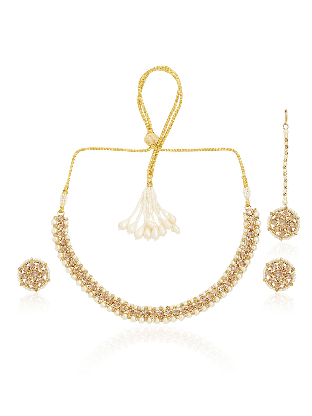 Itrani Pearl Choker Necklace with American Diamond