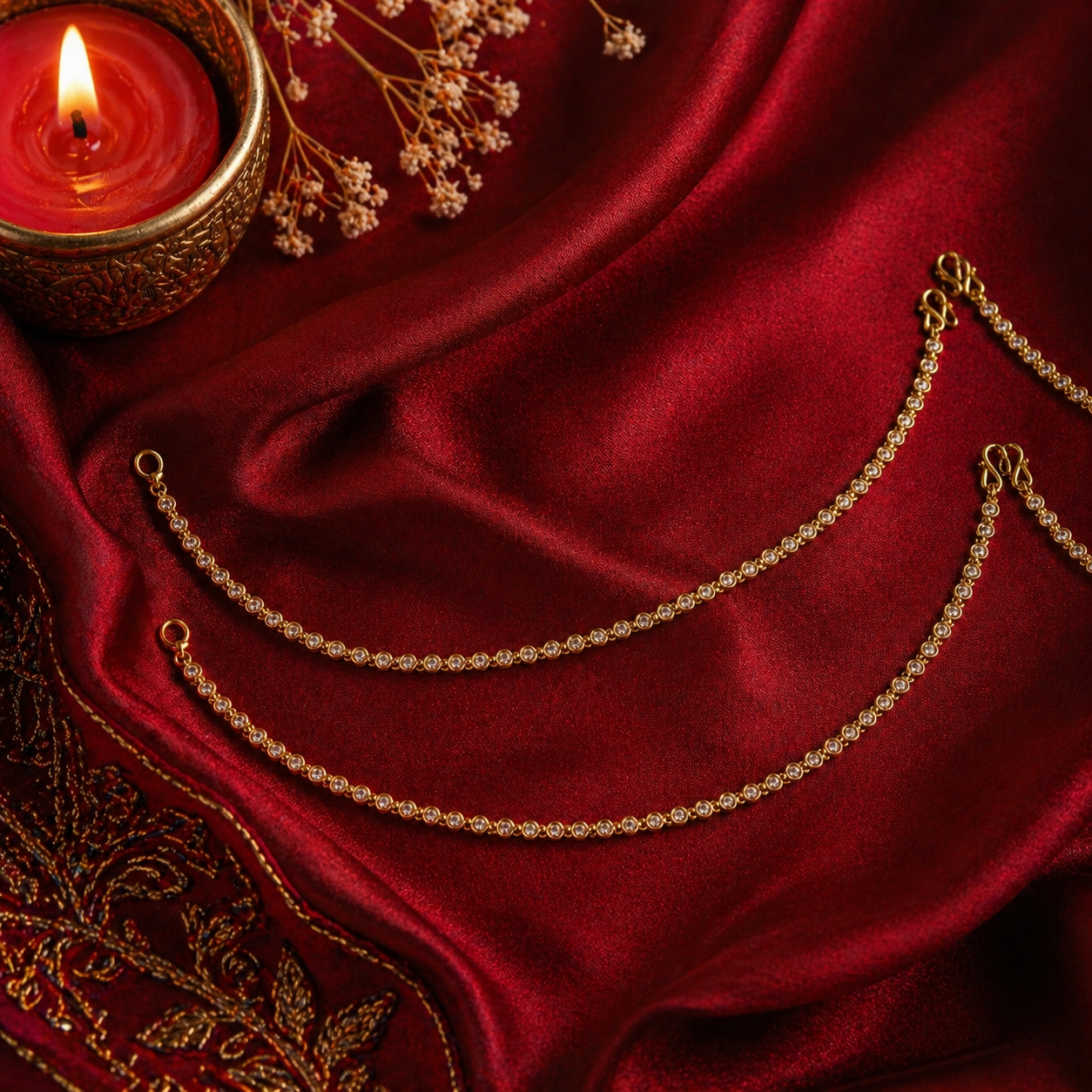 Itrani Minimalist Brass Diamond Payal with Antique Finish