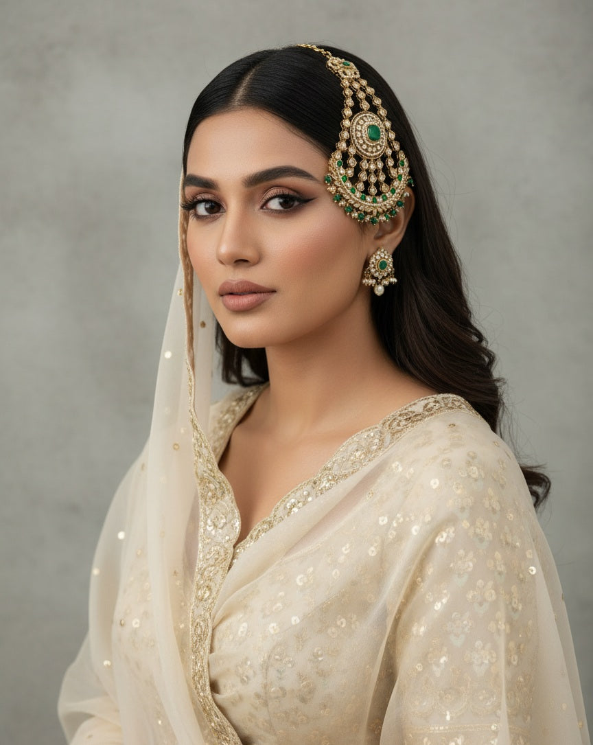 Itrani Emerald Stone Royale Jhoomar Passa