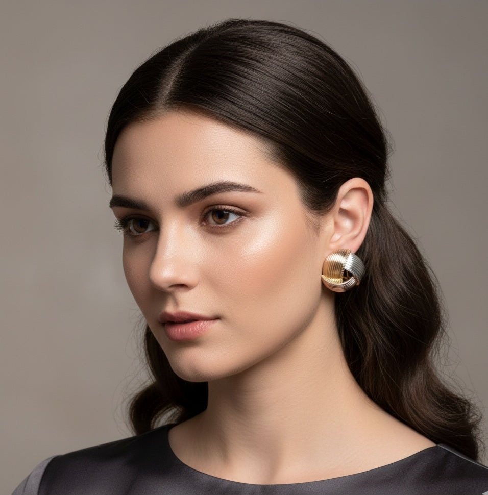 Itrani Elegant Tri-Tone Rose Gold Statement Earrings