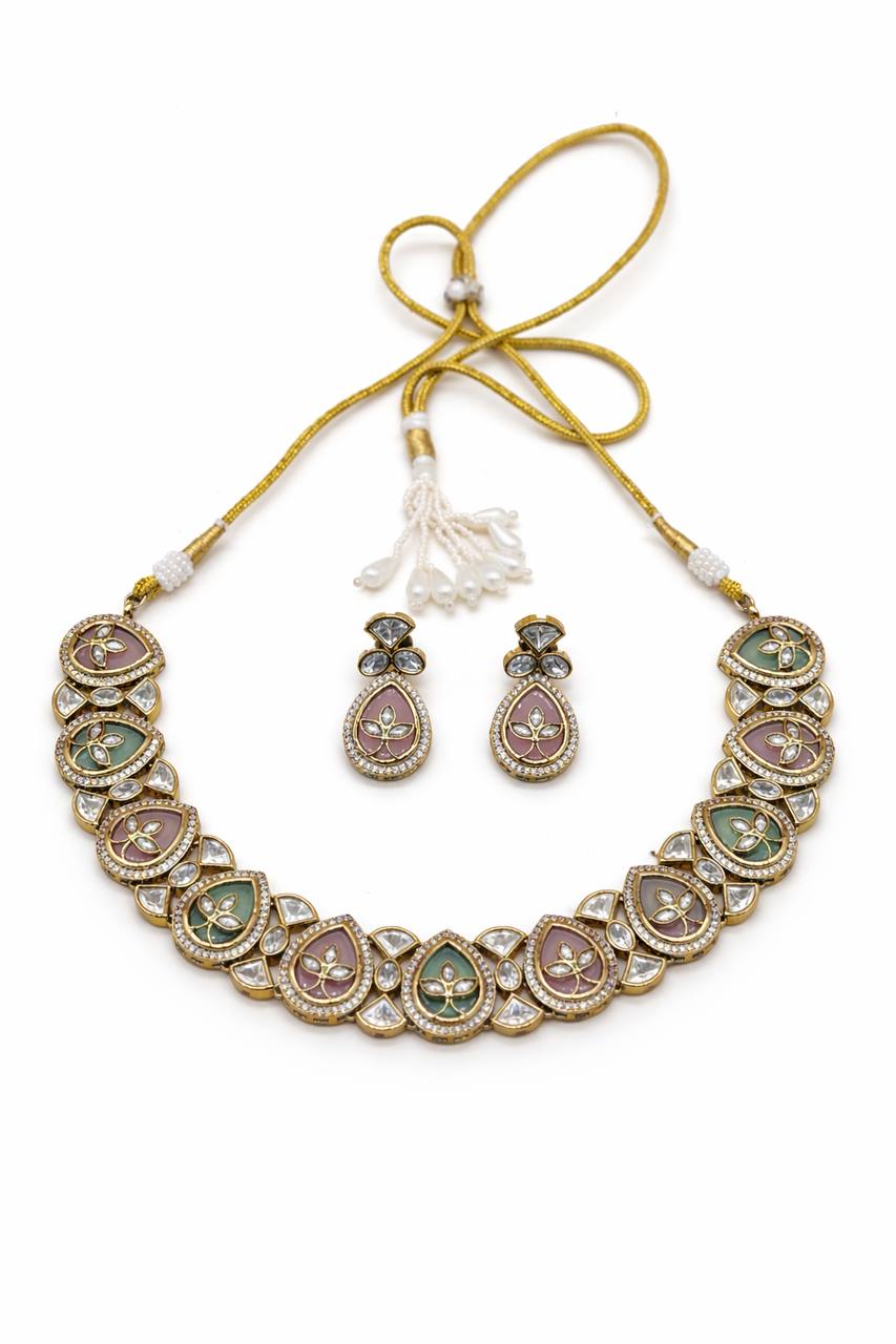 Itrani Graceful Teardrop pastel shades Necklace Set