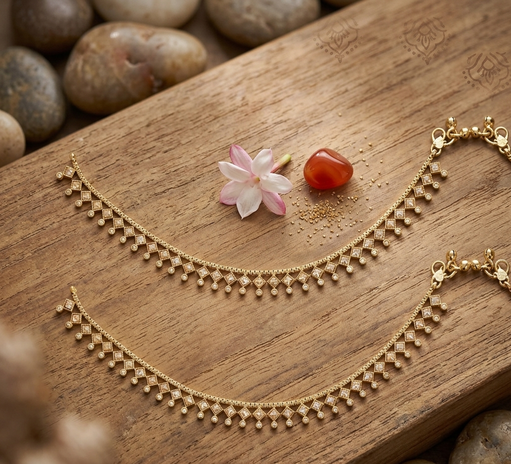 Itrani Classic Antique Diamond Payal with Elegant Detailing