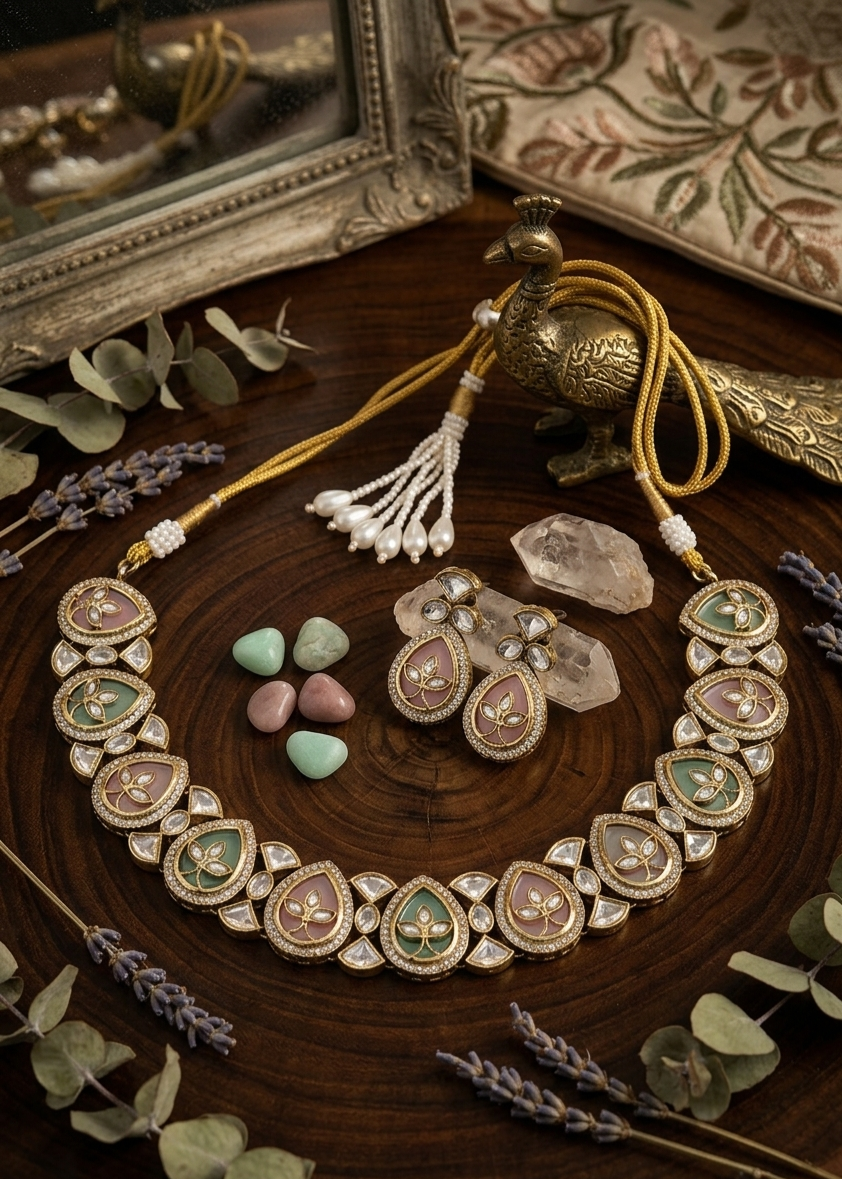 Itrani Graceful Teardrop pastel shades Necklace Set