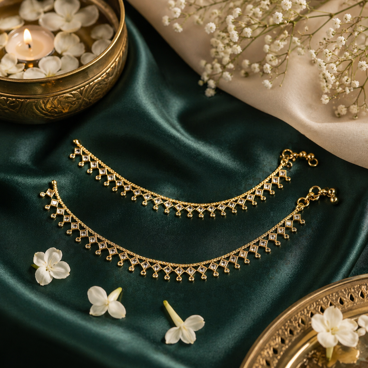 Itrani Classic Antique Diamond Payal with Elegant Detailing