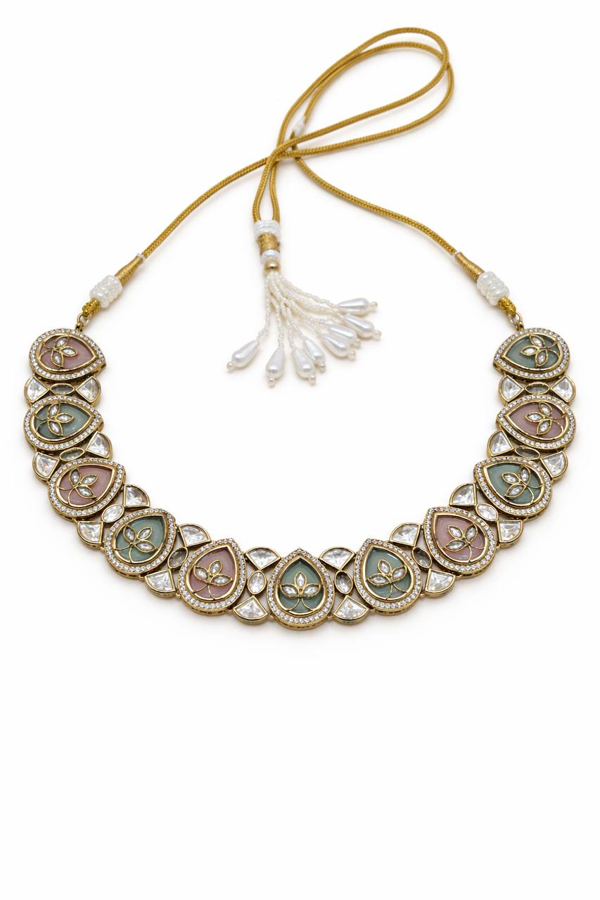 Itrani Graceful Teardrop pastel shades Necklace Set